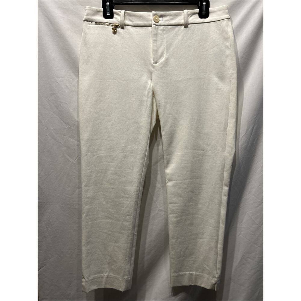 Lauren Ralph Lauren 8 Petite White Cotton Blend Cropped Pants Preppy City Beach